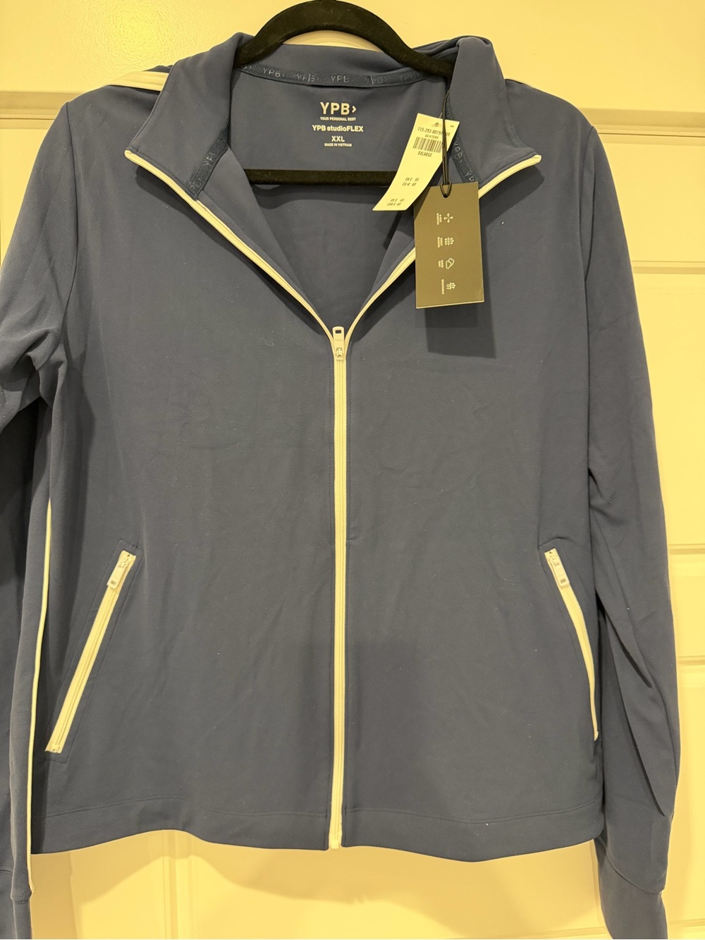 Abercrombie & Fitch Light Blue Full-Zip Bomber Jacket with White Trim
